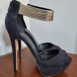 Aldo Black Suede Ultra High Heel Sandals